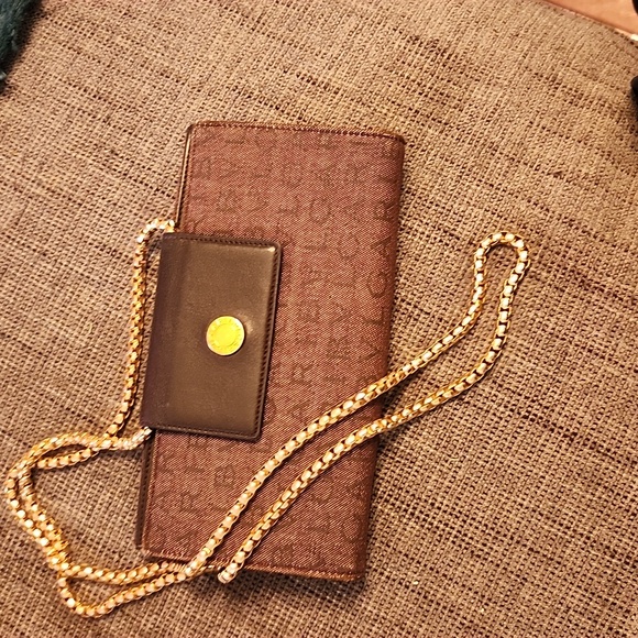 Bvlgari Denim/Leather Logo Long Wallet Brown - Picture 1 of 17